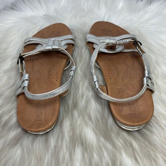 Born Silver Handcrafted Leather Strappy Sandals Sz 6 - Picture 3 of 7